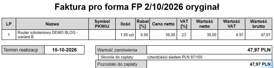 Fragment gotowego podglądu pro formy.