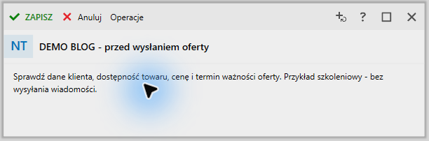 Uzupełniona notatka i przycisk Zapisz.